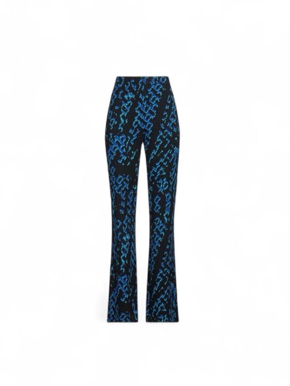 Diane Von Furstenberg Black & Blue Brooklyn Chain Printed Flare Pants NWT 4